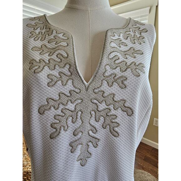 Pappagallo Amaya Sleeveless Shift Dress Women's Size 12 White Coastal Resort - Picture 4 of 13